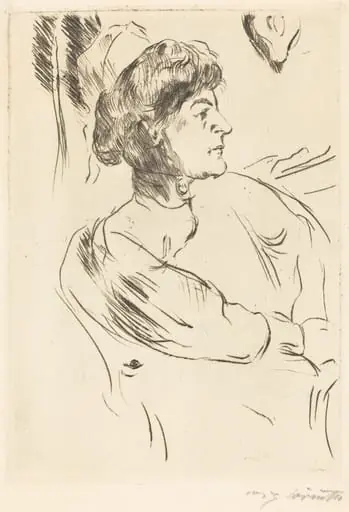 Krankenschwester (Nurse), by Lovis Corinth, ink, 1914