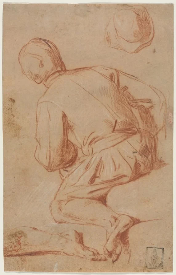 Rear View of Seated Man, detail