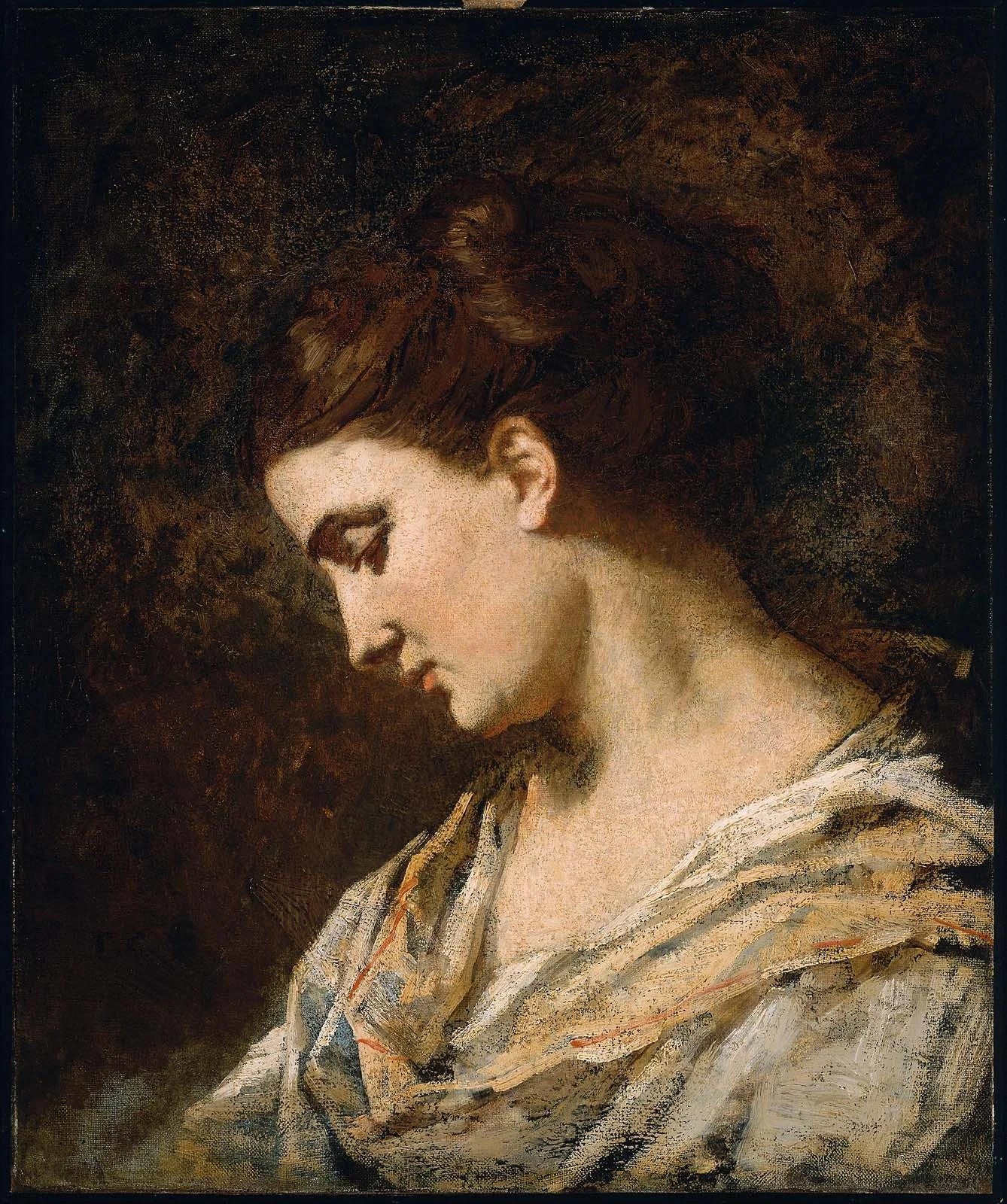 Head of a Woman in Profile, detail