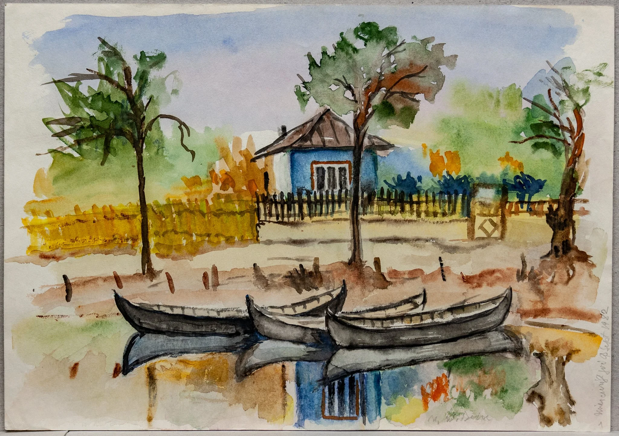 S 16 - Peisaj la Sulina (Mal cu bărci și case), detail