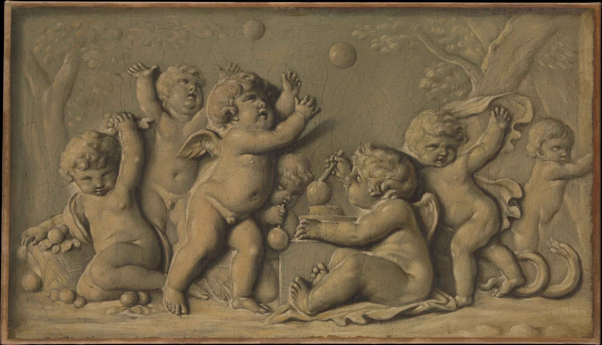 Amorini at play (one of a pair), detail