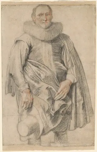 Portrait of a Man Standing, by Anthony van Dyck, charcoal, 1620