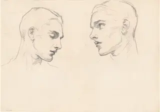 Studies of a Man's Head, by John Singer Sargent, graphite, 1875