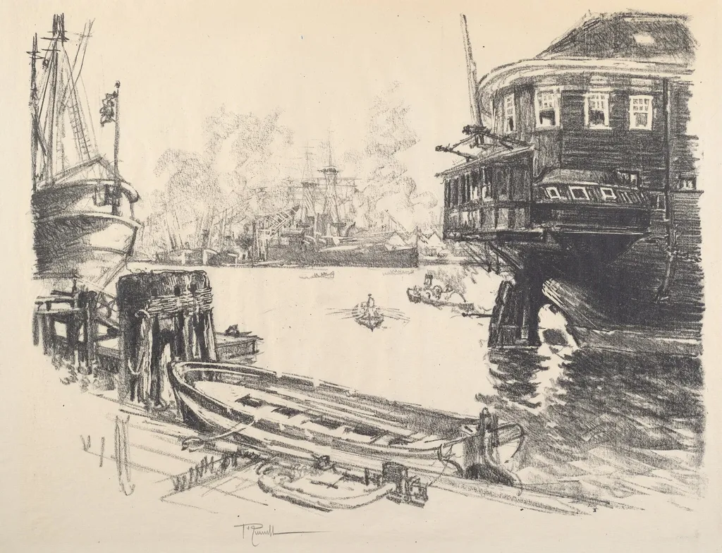 The Old and the New, by Joseph Pennell, ink, 1917