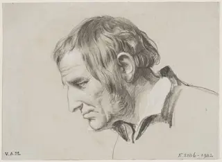 Study of an old man’s head, by Richard CB, RA, ARA Redgrave, 1850