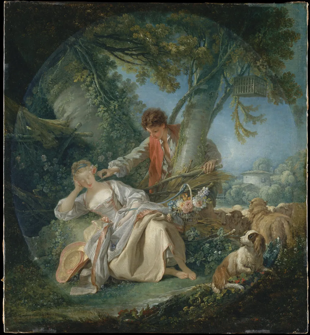 The Interrupted Sleep, by François Boucher, oil, 1750