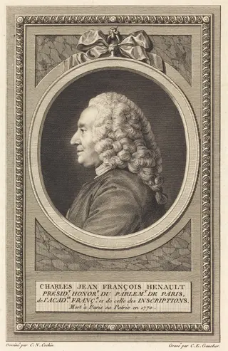 Charles Jean Francois Henault, by Charles-Etienne Gaucher, ink, 1772