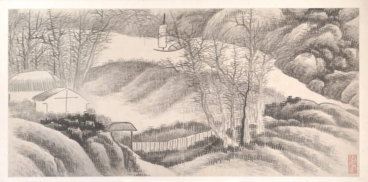 清 龔賢 十二月令山水圖 冊|Landscapes of the Twelve Months, detail