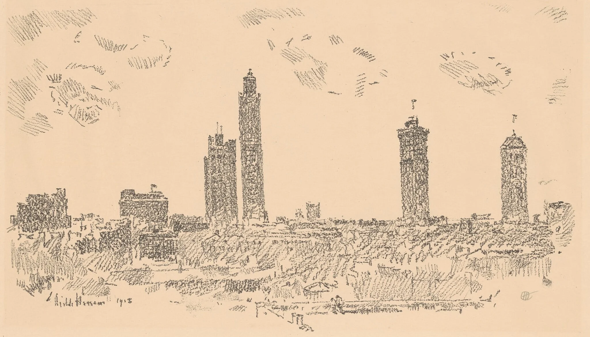 New York Sky Line, Dark Buildings, detail