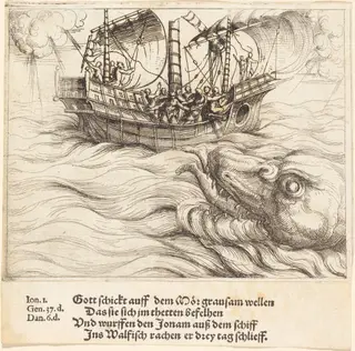 Jonah in the Whale, by Augustin Hirschvogel, ink, 1528