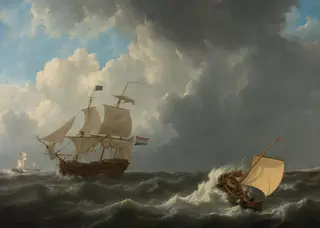 Ships in a Turbulent Sea, by Johannes Christiaan Schotel, unspecified, 1826