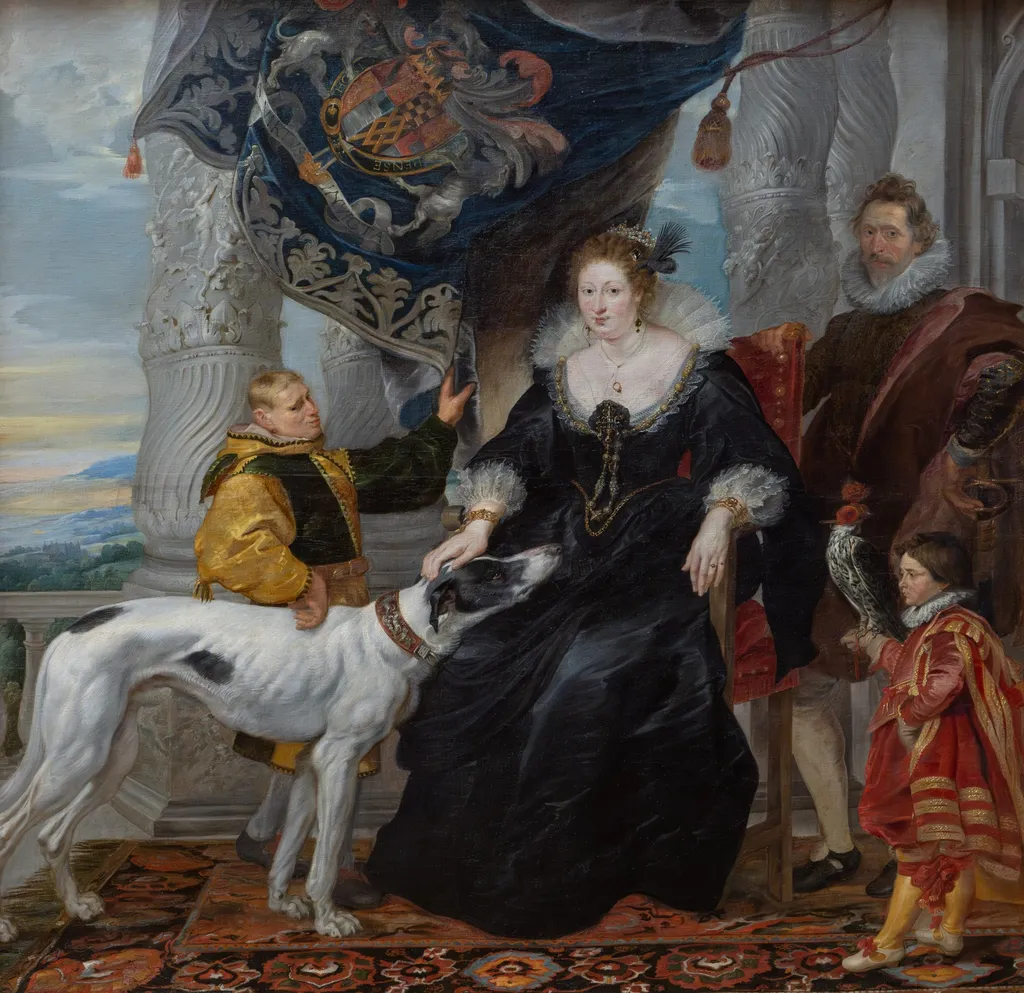 Double portrait of Alethea Talbot (1585-1654), Countess of Arundel and Sir Dudley Carleton (1573-1632), with two servants, by Peter Paul Rubens, oil, 1620