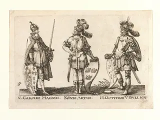 Charles the Great, King Arthur and Godfrey of Bouillon, by Rudolph Meyer, 1550
