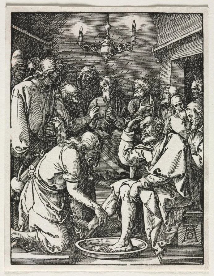The Small Passion: Christ Washing St. Peter's Feet, detail