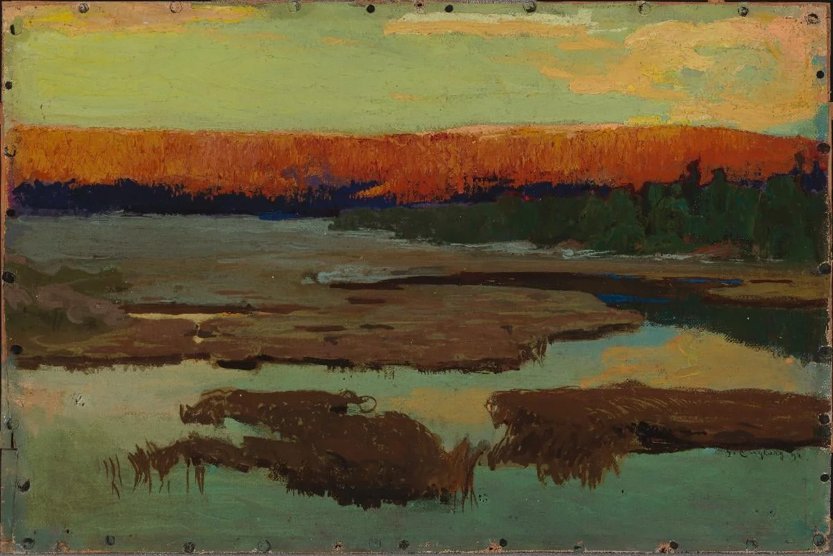 Maisema Lapista, kesäyö, detail
