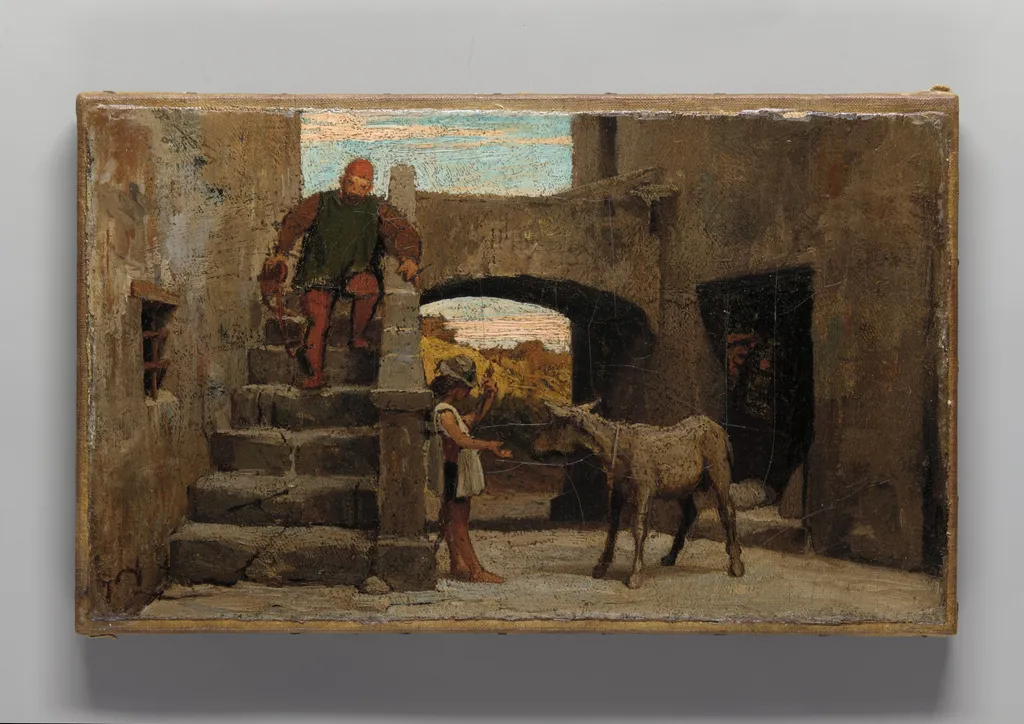The Fable of the Miller, His Son, and the Donkey, by Elihu Vedder, oil, 1867