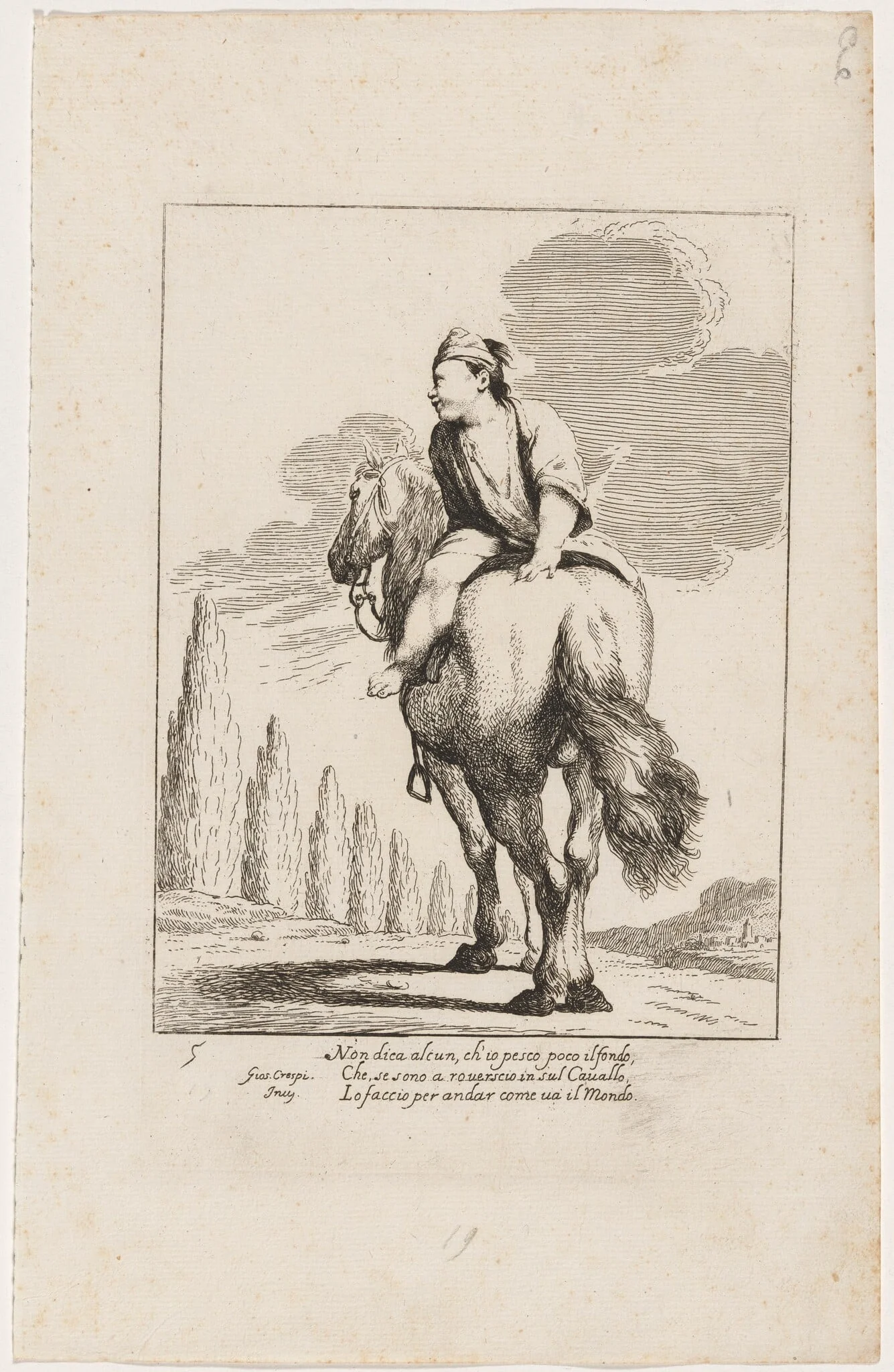 Cacasenno Riding a Horse Backwards, detail