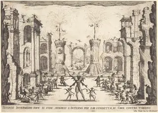 Second Intermezzo, by Jacques Callot, ink, 1617
