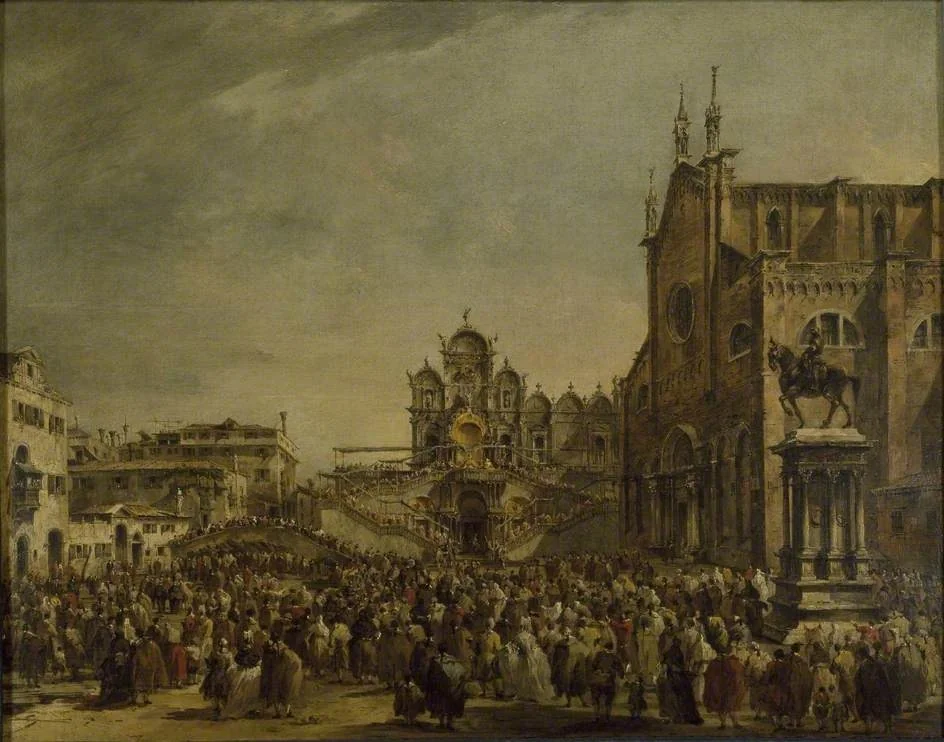 Pope Pius VI blessing the Crowd at Campo SS Giovanni e Paolo, Venice, detail