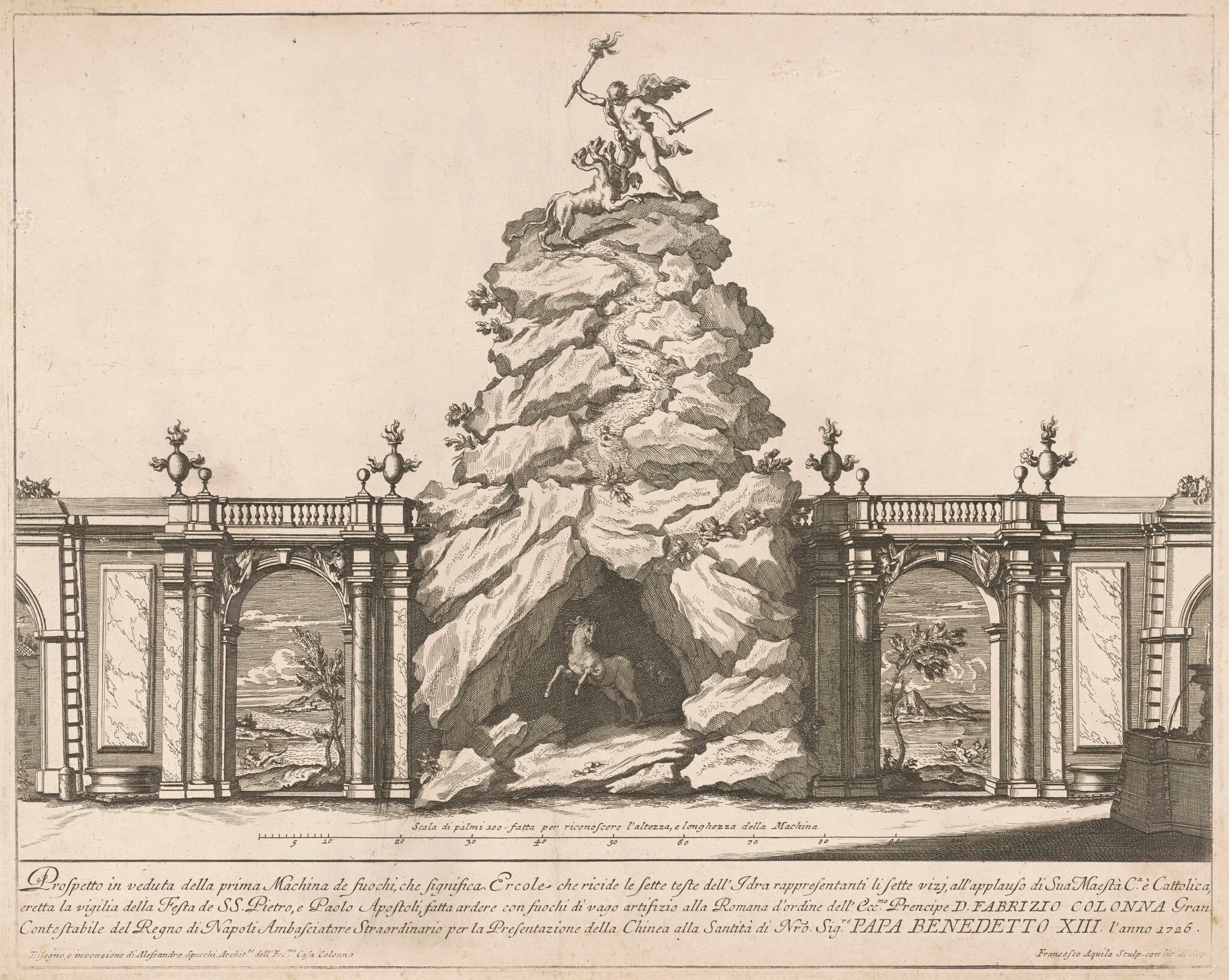 The Prima Macchina for the Chinea of 1726: Hercules and the Hydra, detail