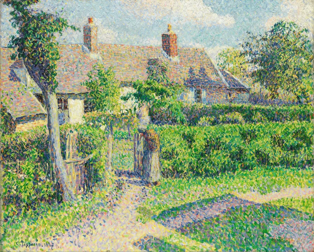 Peasants' houses, Eragny, by Camille Pissarro, oil, 1894