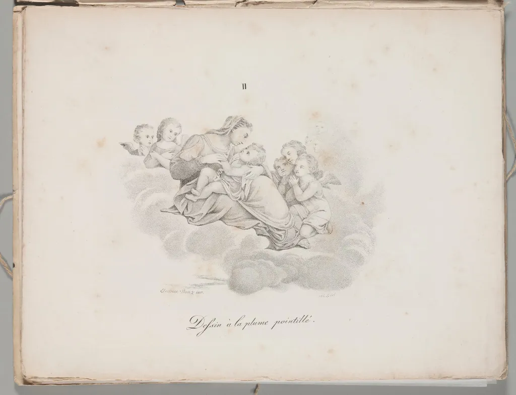Art of the Lithograph: Madonna and Child on the Clouds, Plate II, by Alois Senefelder, 1819