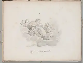 Art of the Lithograph: Madonna and Child on the Clouds, Plate II, by Alois Senefelder, 1819