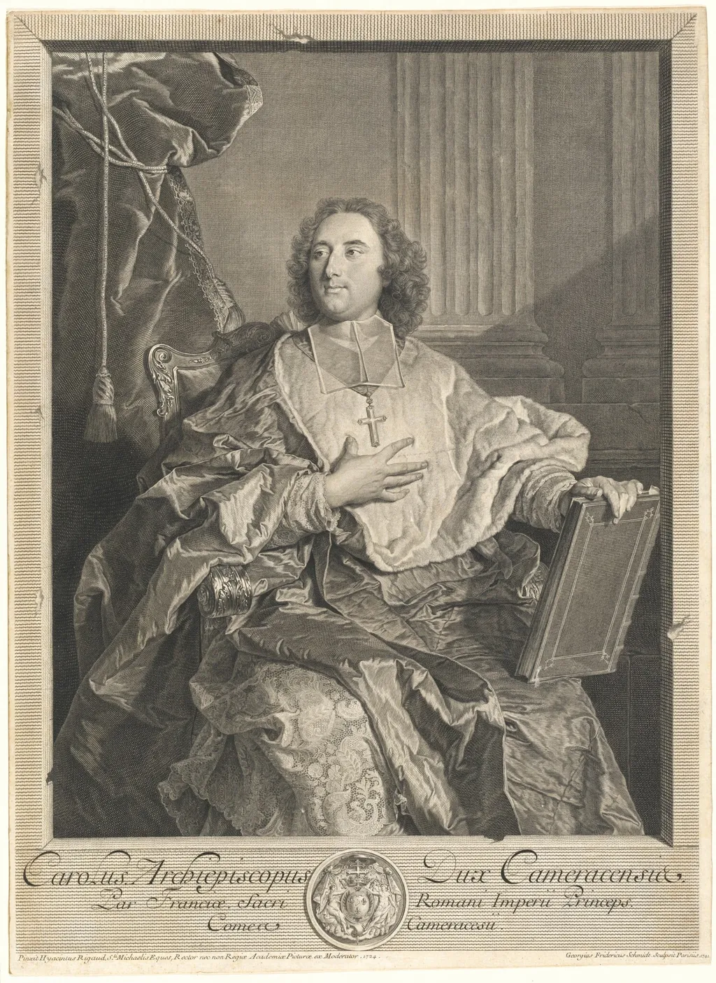 Monseigneur Louis-Charles d'Orléans de Saint-Albin, Archbishop of Cambrai, by Georg Friedrich Schmidt, ink, 1741