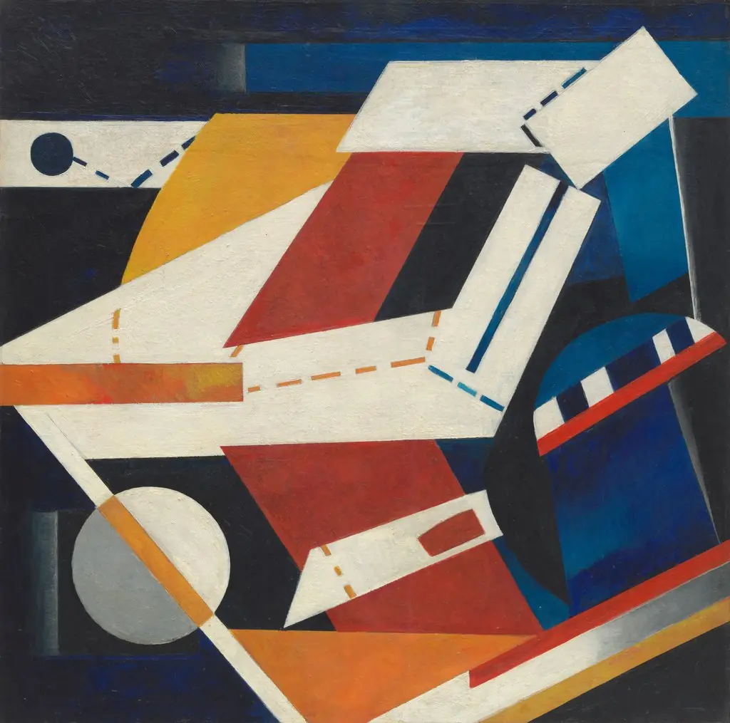 Construction, by Aleksandra Ekster, oil, 1925