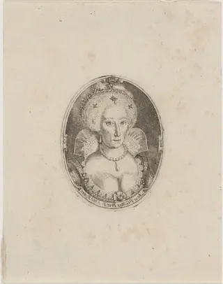 Anne of Denmark, by Simon van de Passe, ink, 1621