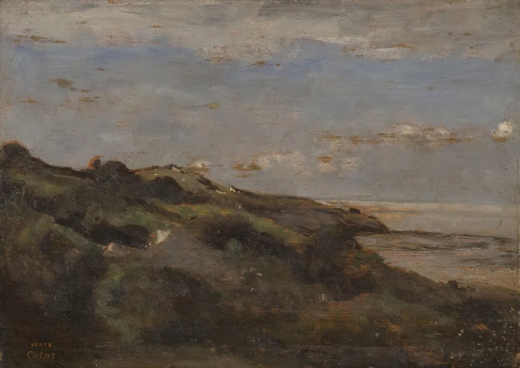 Hilly Coast, by Jean Baptiste Camille Corot, oil, 1850
