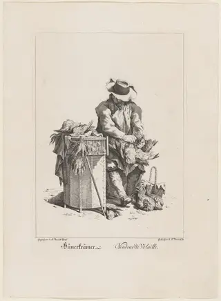 Hünerträmer (Poultry Seller), by Friedrich August Brand, ink, 1775