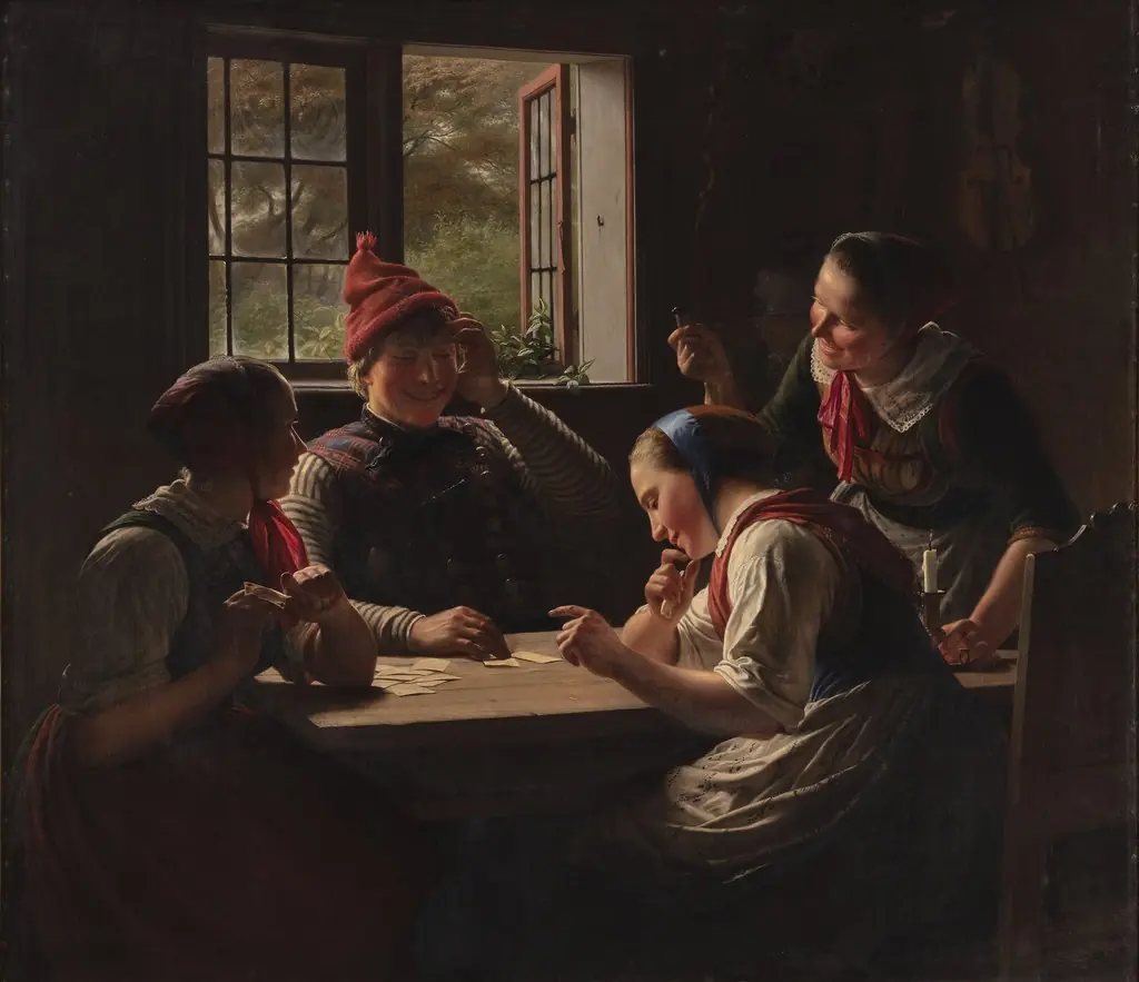 Sorteperspillerne, by Julius Exner, oil, 1862