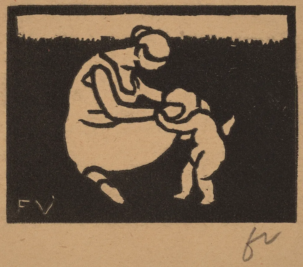 Bather and Child (La baigneuse à l'enfant), by Félix Vallotton, ink, 1893