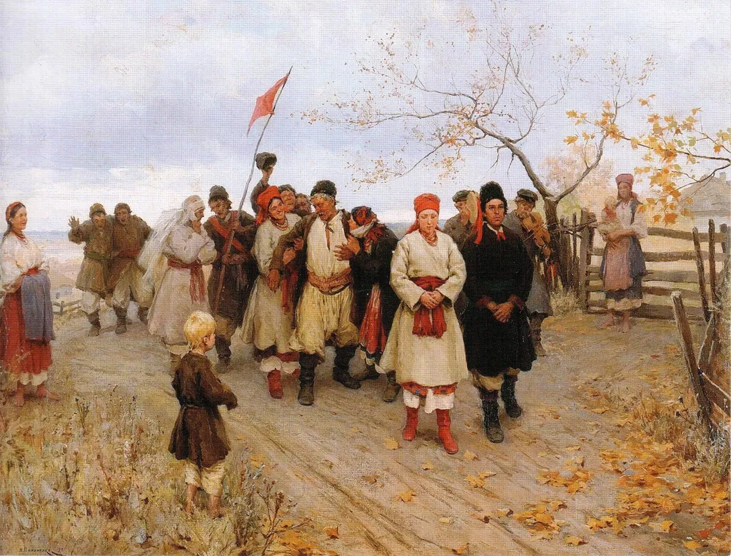 Wedding in Kyiv Gubernia, by Mykola Pymonenko, oil, 1896