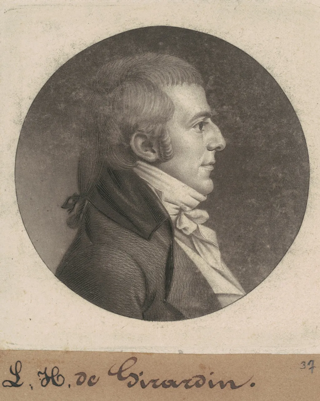 Louis Hue Girardin, by Charles B. J. Févret de Saint-Mémin, ink, 1807