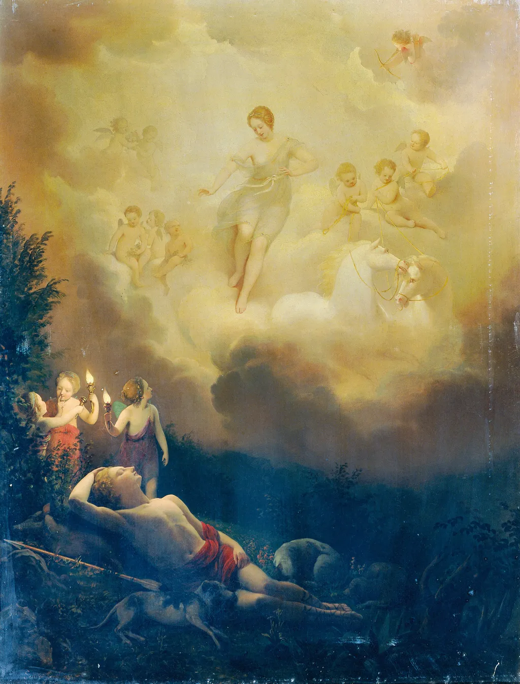 Diana and Endymion, by Franz Schrotzberg, oil, 1836