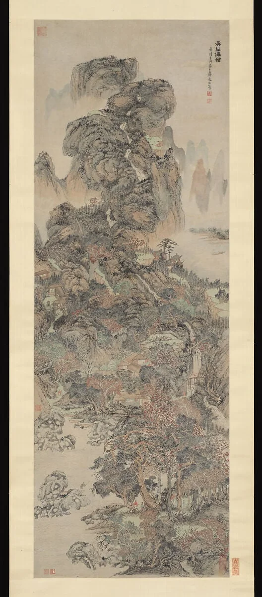 明 文伯仁 溪山仙舘 圖 軸|Dwellings of the Immortals Amid Streams and Mountains, detail