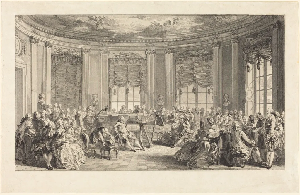 Le concert, by Antoine-Jean Duclos, ink, 1774