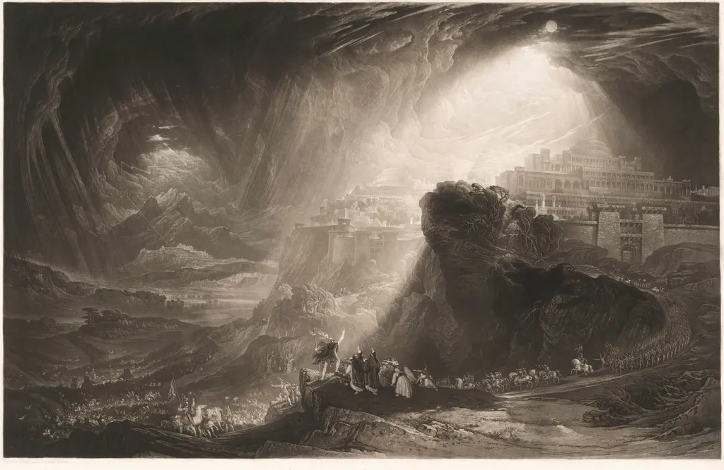 Joshua Commanding the Sun to Stand Still, by John Martin, ink, 1827