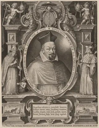 Eustace Wolowicz, Archbishop of Vilna, by Lucas Kilian, ink, 1618