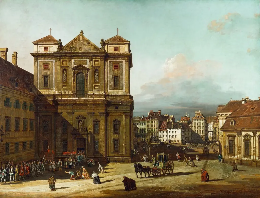 The Freyung in Vienna, from the North-West, by Bernardo Bellotto, oil, 1758