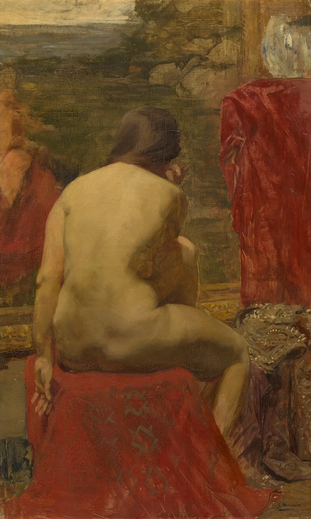 Model, by Gustaaf Vanaise, oil, 1896