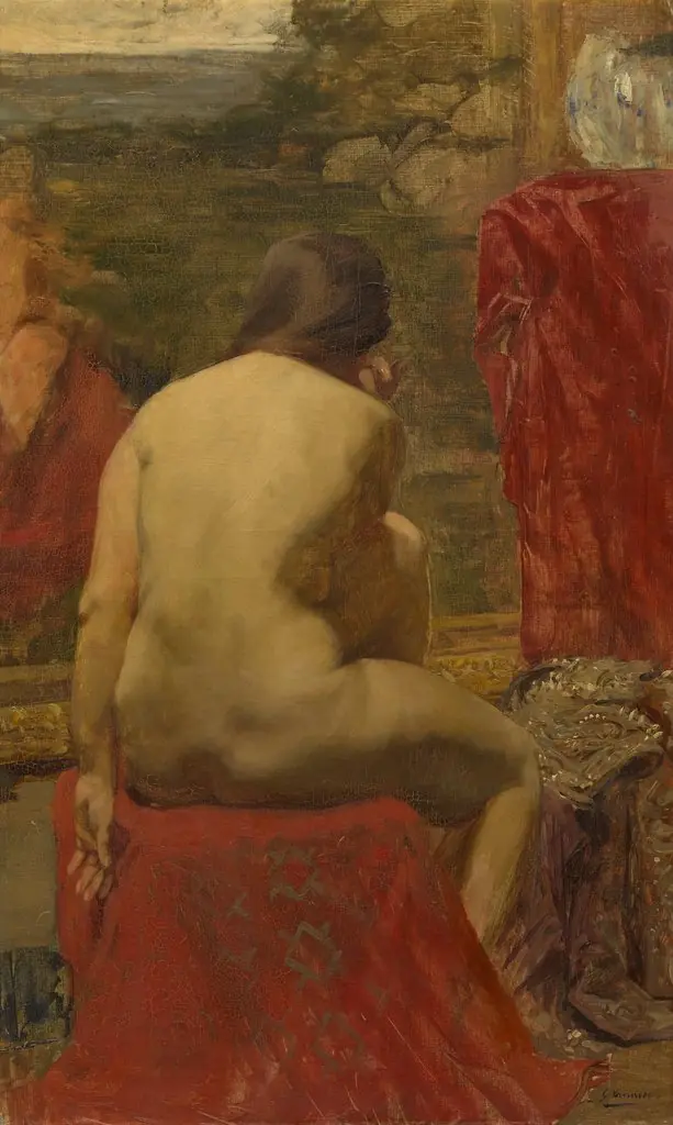Model, by Gustaaf Vanaise, oil, 1896