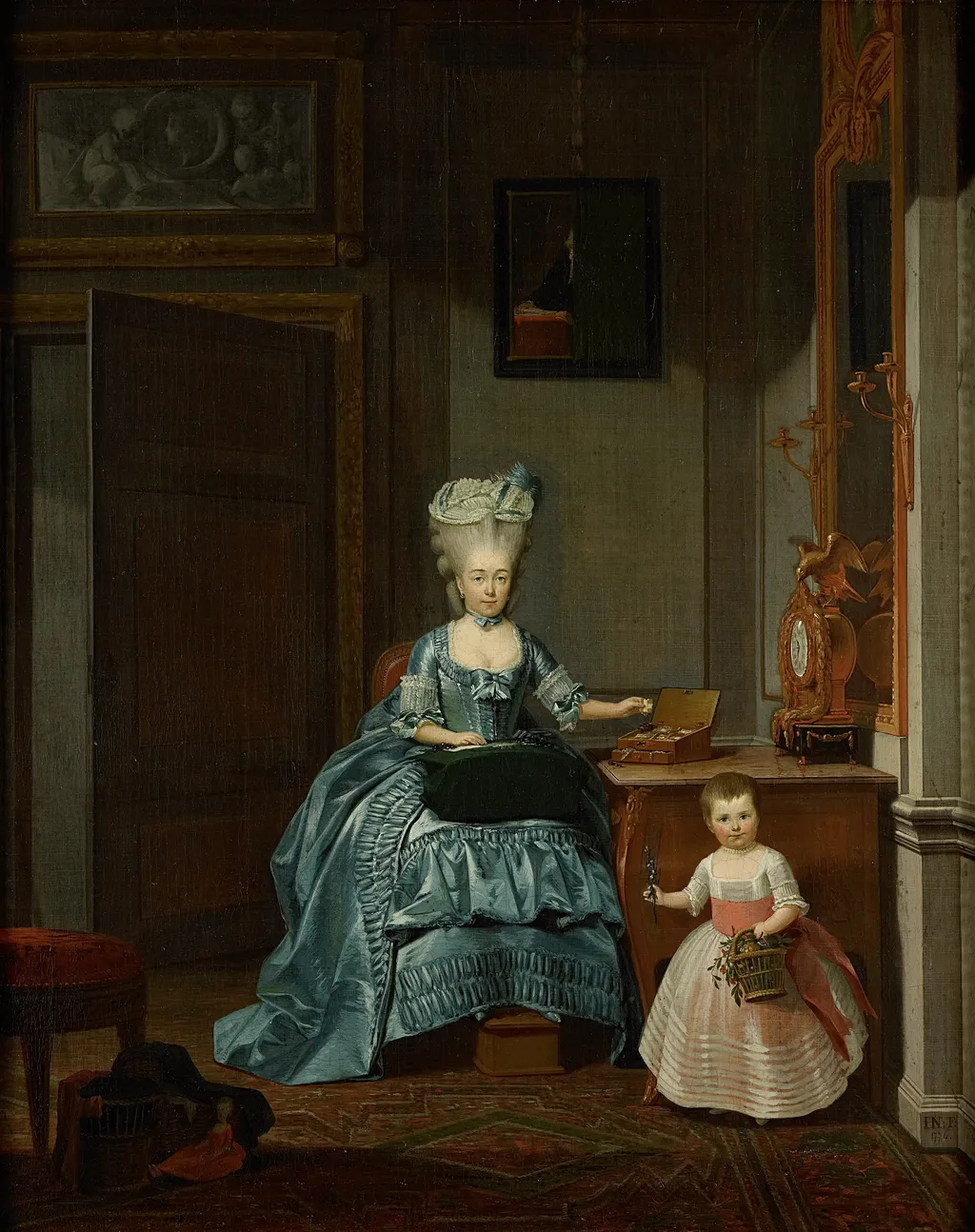 Susanna van Collen née Mogge and her daughter, by Hermanus Numan, oil, 1788