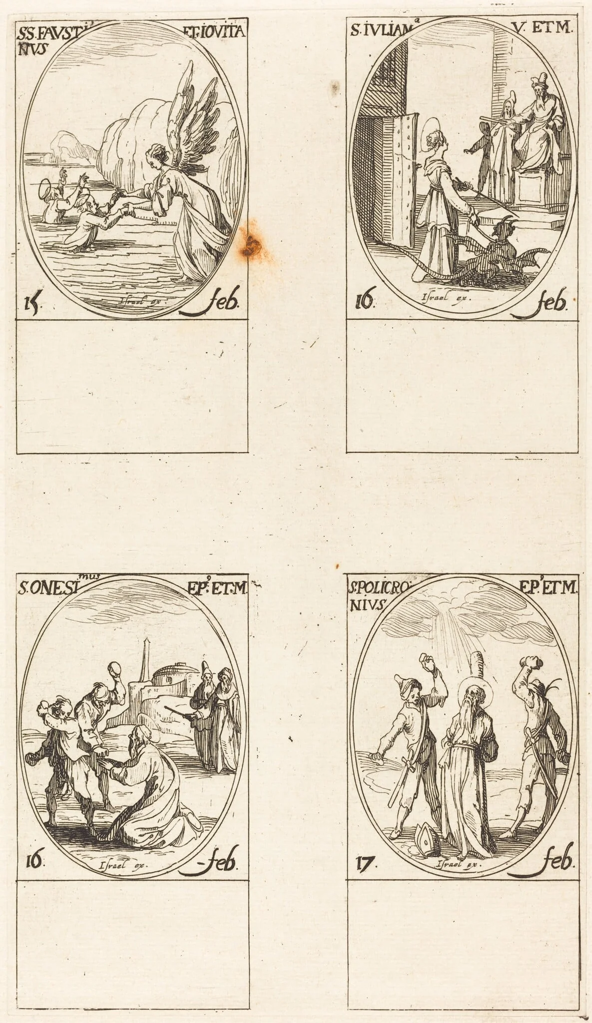 Sts. Faustinus and Jovita; St. Juliana; St. Onesimus; St. Policronius, detail