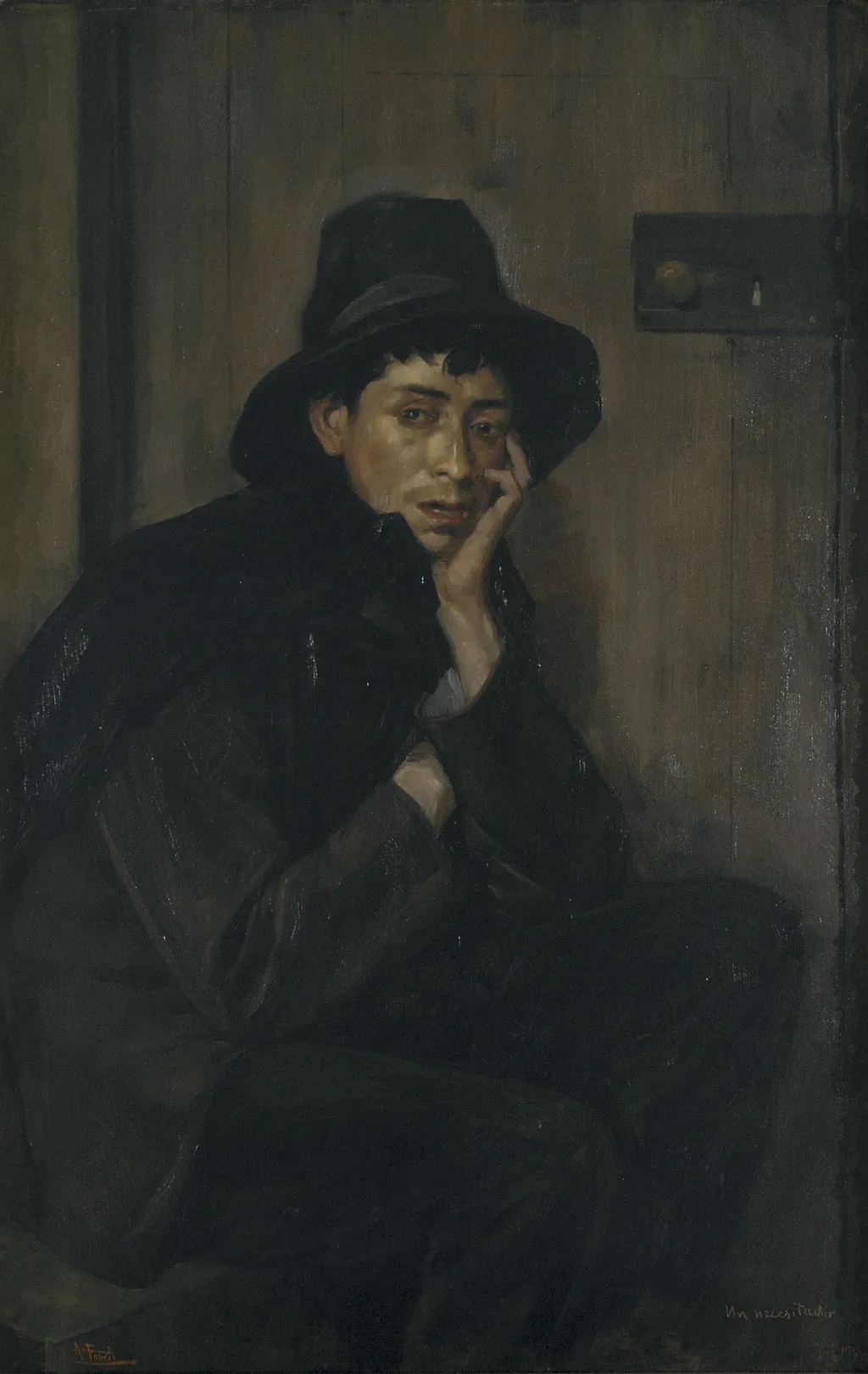 Un necessitat, by Antonio Fabrés, oil, 1911