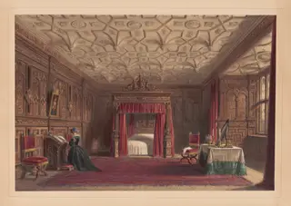 Inlaid Chamber, Sizerch, Westmorland, by Joseph Nash, ink, 1849