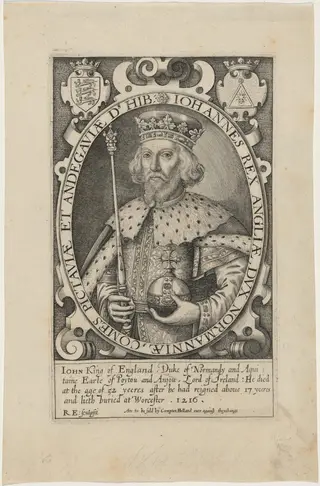 King John of England, by Renold Elstrack, ink, 1598