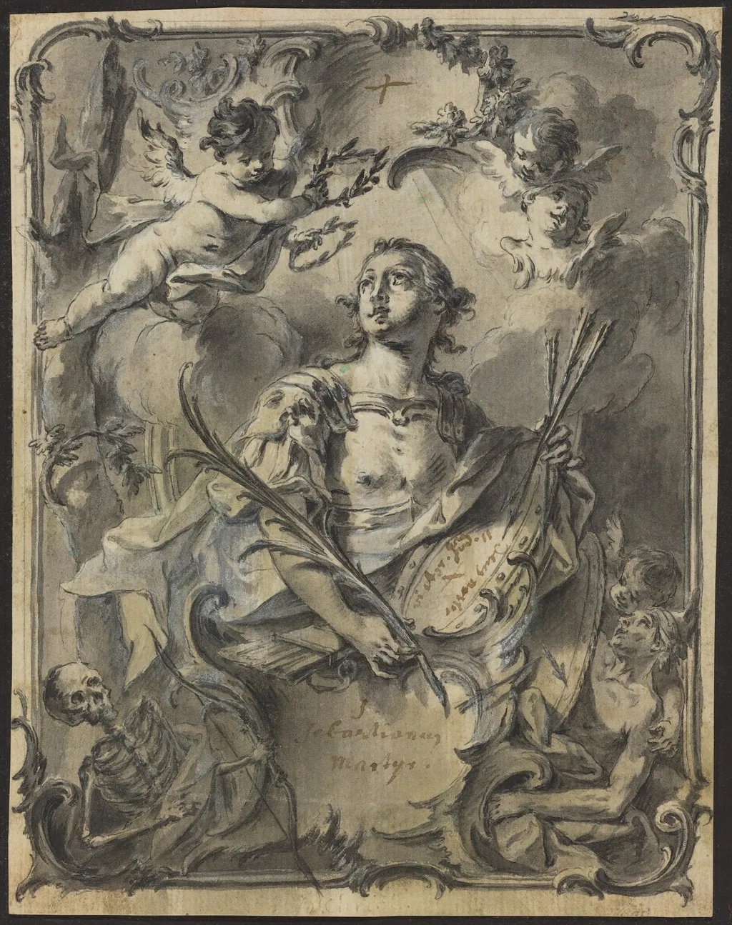 Saint Sebastian, by Joseph Christ, ink, 1760